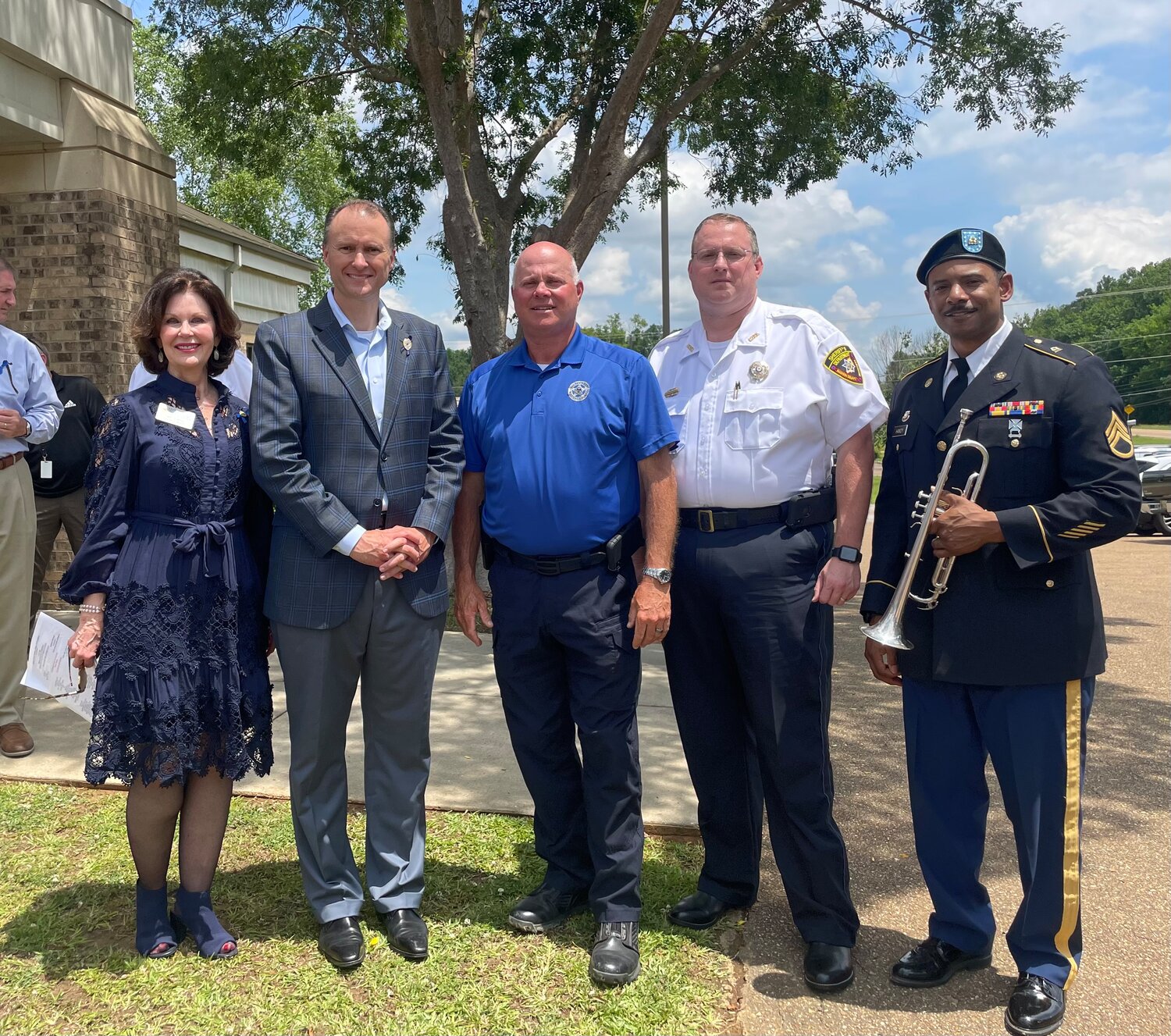 Pictured, from left, are Jan Collins, Executive Director at MCBL&F; Jason Dillon, Pastor at Parkway Church; Sheriff Randy Tucker; Chief Deputy Sheriff Jeremy Williams; and Staff Sergeant Joseph Handy.